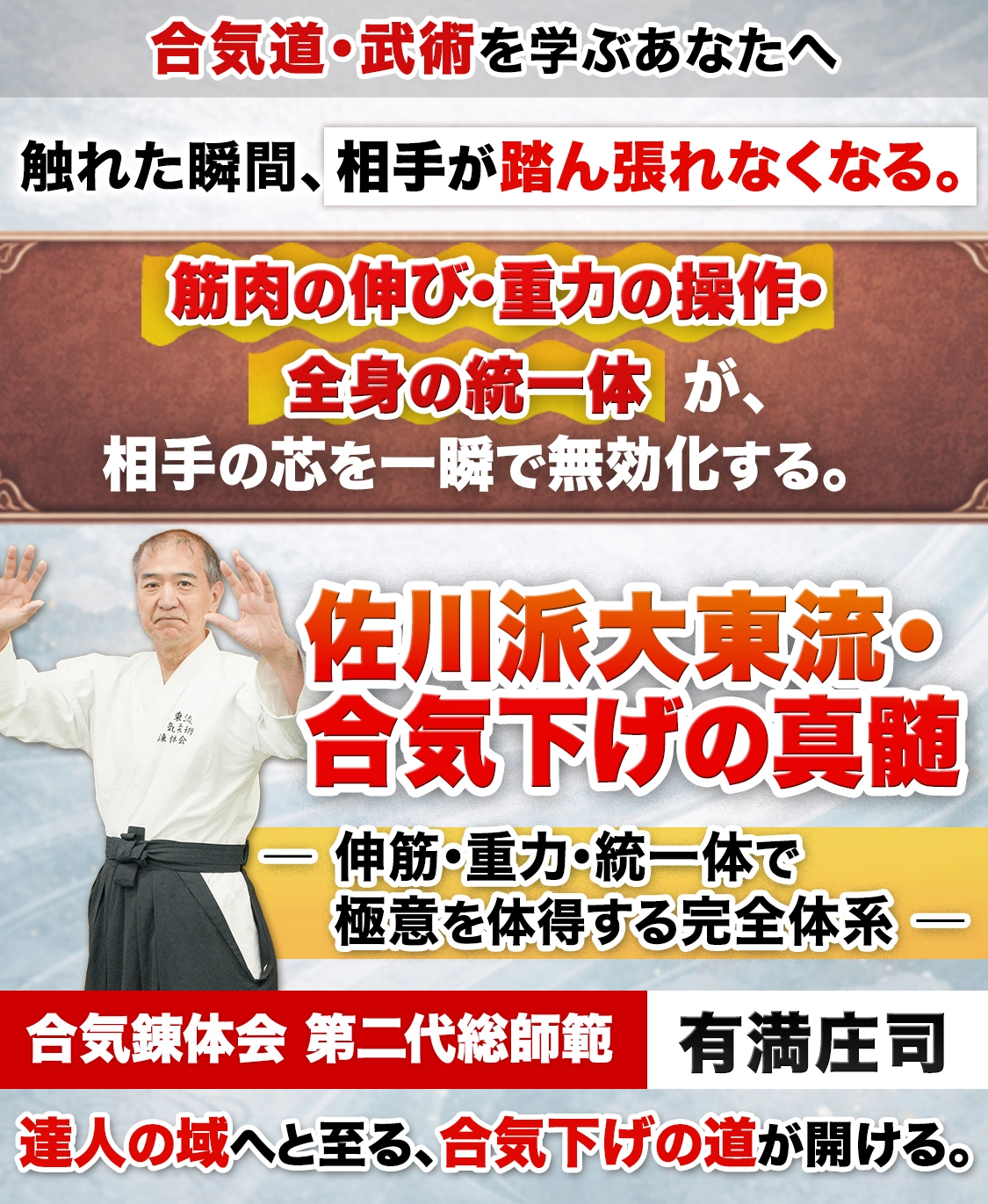 佐川派大東流・合気下げの真髄
― 伸筋・重力・統一体で極意を体得する完全体系 ―